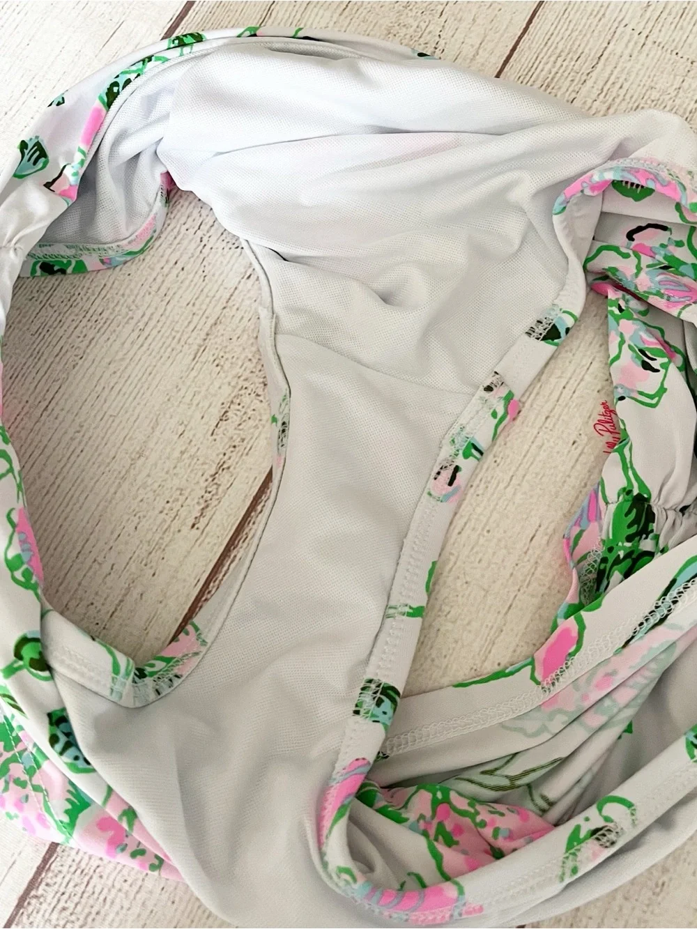 Lilly Pulitzer pink and green ruched front bikini bottoms